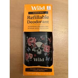 #1 New Wild Cosmetics Refillable Deodorant Skull Roses Pumpkin Spice Alum Free
